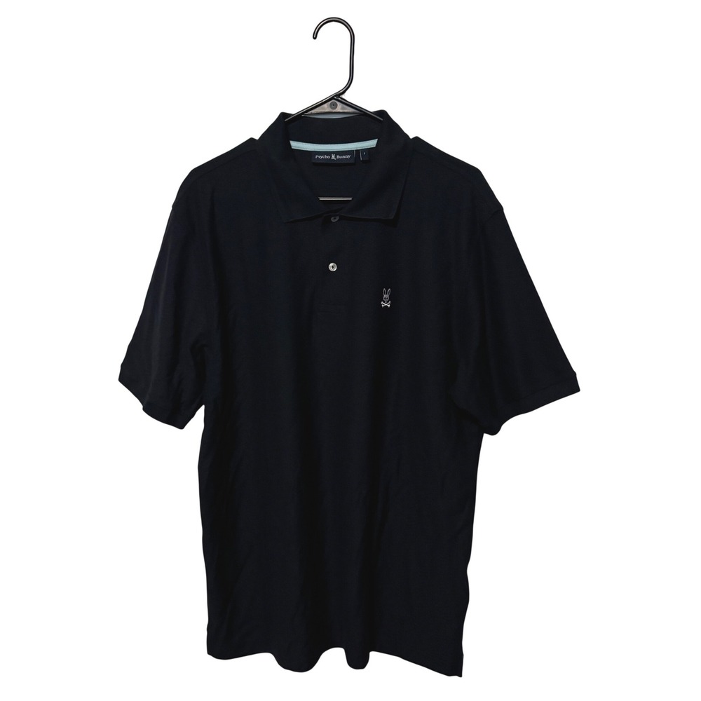 Psycho Bunny Polo Shirt Mens 7 2XL Navy Pima Cotton Textured Jacquard Slim Fit